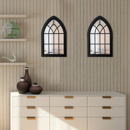 ZEXUIRU 4 Set. Rustic Wall Mirrors for Bedroom Bathroom Living Room Entryway Wood Farmhouse Square Easy to Hang Framed Decorative Accent Hanging Wall-Mounted Mirror Set for Living Room - Black
