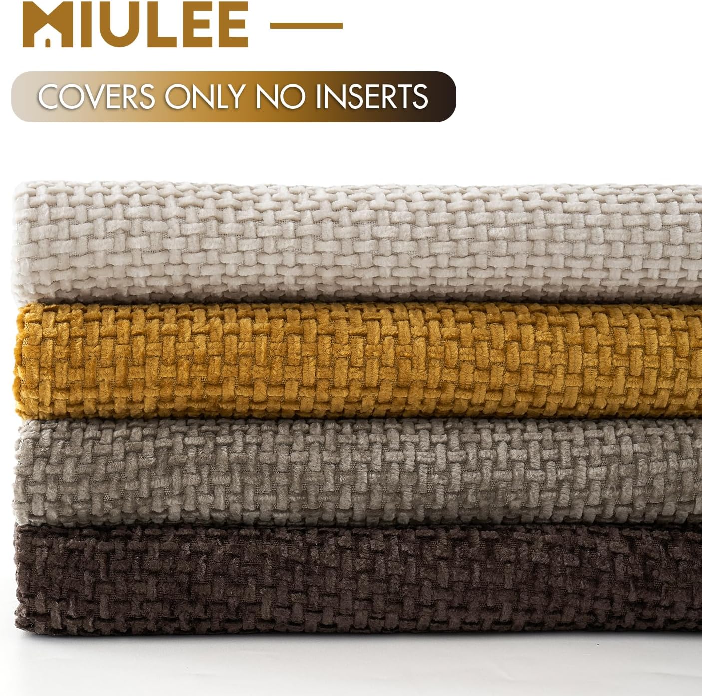MIULEE Pack of 4 Couch Throw Pillow Covers 18x18 Inch Neutral Soft Decorative Chenille Pillow Covers Farmhouse Boho Cushion Covers for Mid Century Modern Spring Home Decor Sofa Bedroom Living Room