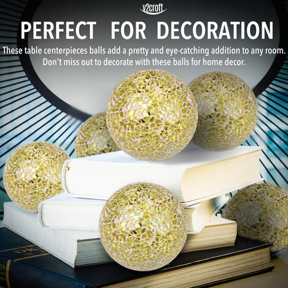 4in Decorative Mosaic Sphere Orbs Set of 3, Glass Balls for Whole Housewares,Wedding/Birthday,Bowls,Vases Dining Table Centerpieces(Silver,Black,Blue)