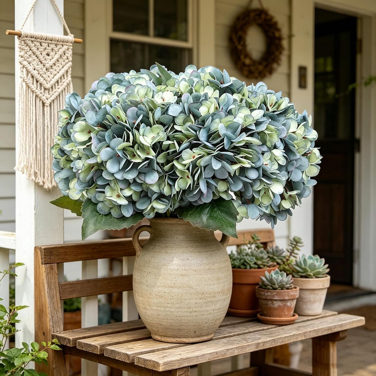 Kimura's Cabin 6pcs White Hydrangea Artificial Flowers Silk Fake Hydrangeas Faux Hydrangea Flowers with Stems for Wedding Bouquets Arrangement Home Table Centerpieces Baby Shower Party Decoration