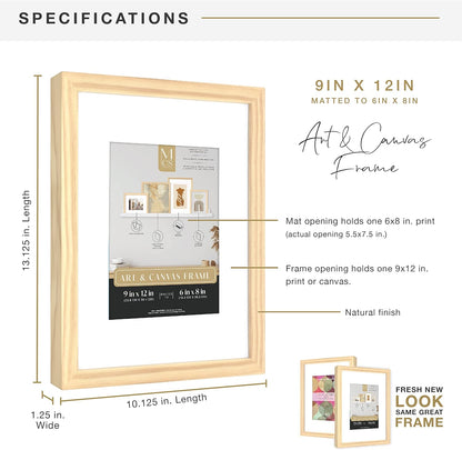 MCS Canvas Float Frames 8x10 Frame, Black Frame for Finished Canvases, Vertical & Horizontal Wall Hanging Frame with Adhesive for Canvas Paintings (1-Pack)