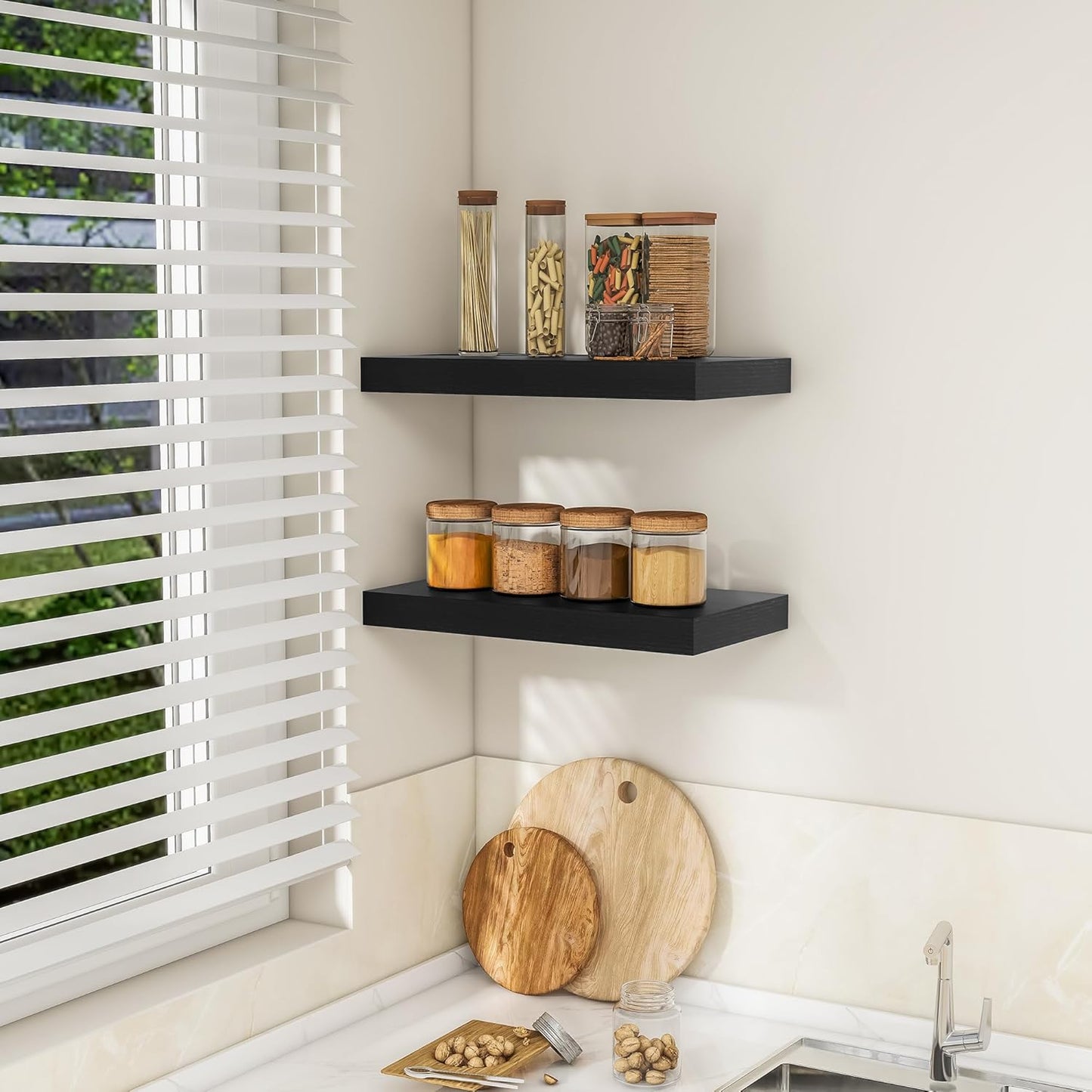 RICHFOCUS 72Inch Floating Shelves for Wall 2 Pack Shelves for Bedroom|Kitchen|Bathroom Wall Mounted Rustic Wood Floating Shelf with Invisible Brackets for Books|Storage|Decor, Rustic Brown