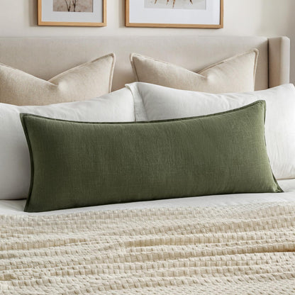 MIULEE Decorative Long Lumbar Throw Pillow Cover for Bed 14x36 Natural Beige Boho Farmhouse Neutral Couch Pillowcase Pack of 1 Accent Modern Sofa Cushion Livingroom Home Decor (Covers Only)