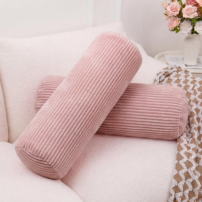 1 MIDDLE ONE Body Pillow, Memory Foam Body Pillows for Adults Sleeping, Decorative Bolster Pillow for Bed & Couch, Long Cylinder Tube Round Pillow, 24x7.87 Inches, Set of 2 (Light Grey)