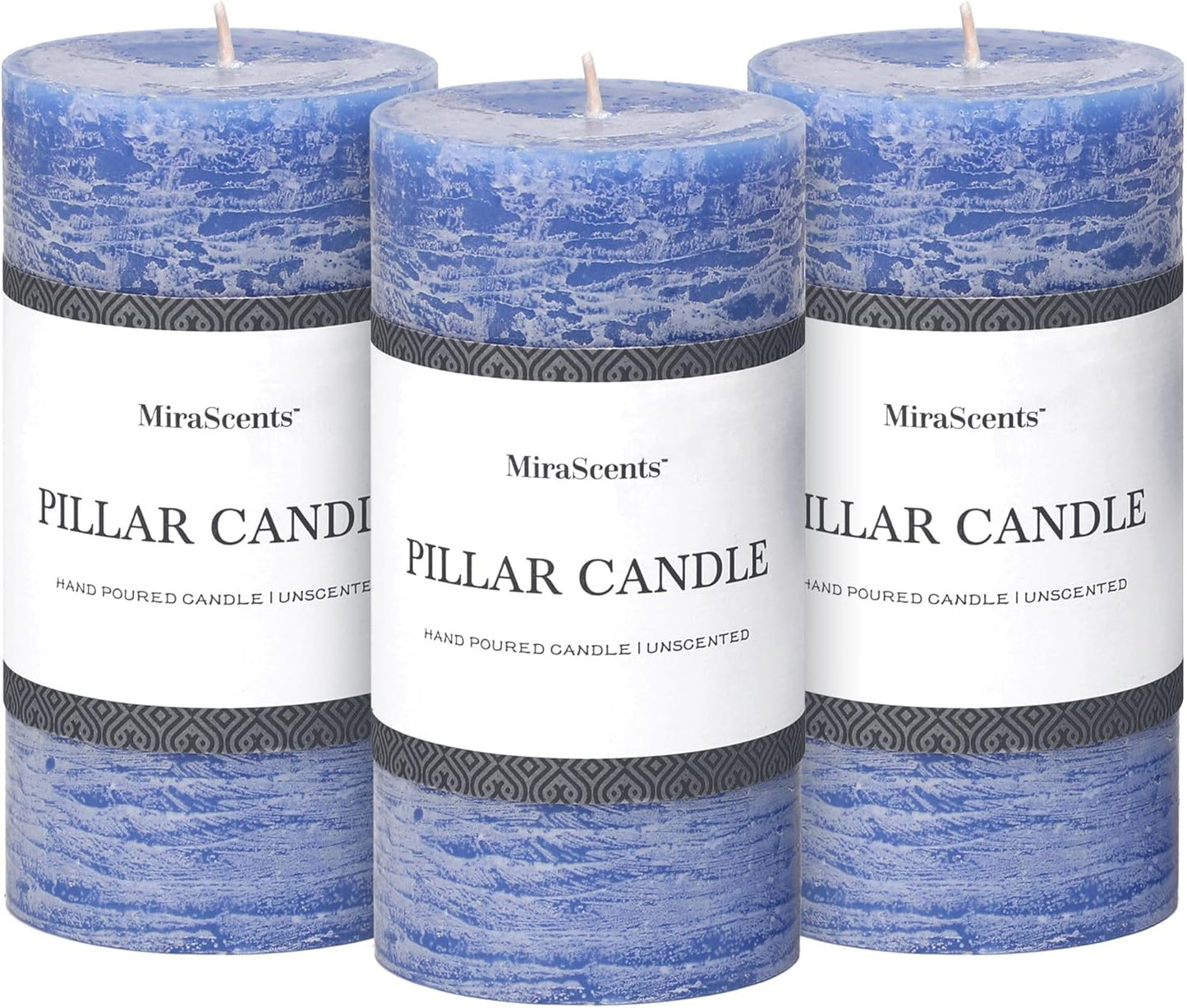 3x6 Inch Sage Green Pillar Candles Set of 3 - Unscented Spring, Long Clean Burning, Large Smokeless Dripless for Home Decor, Dinner Table, Bathroom, Rustic Decor
