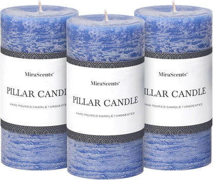 3x6 Inch Sage Green Pillar Candles Set of 3 - Unscented Spring, Long Clean Burning, Large Smokeless Dripless for Home Decor, Dinner Table, Bathroom, Rustic Decor