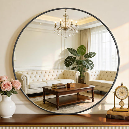 NEWBULIG 20IN Round Bathroom Wall Mirror, Modern Vanity Mirrors for Over Sink, HD Glass Decorative for Entryway, Bedroom & Living Room, Gold