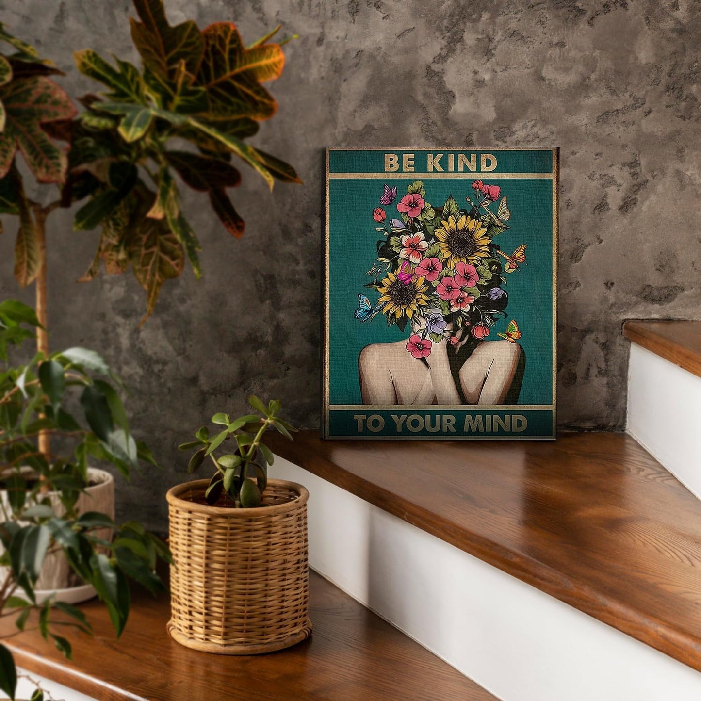 DIHSIEG 12x16 Canvas Wall Art funny bathroom wall art Print Poster Vintage Poster Frameless Floral Can be hung on the Wall Heal Your Heart poster Wall Art Canvas