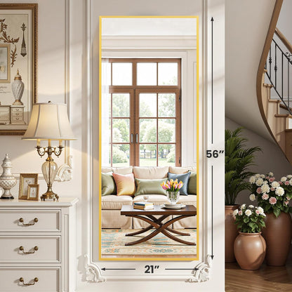 OLIXIS Black Arched Full Length Mirror 60"x16" for Bedroom, Full Body Mirror with Stand, Hanging or Leaning for Wall, Aluminum Alloy Thin Frame Floor Standing for Living Room