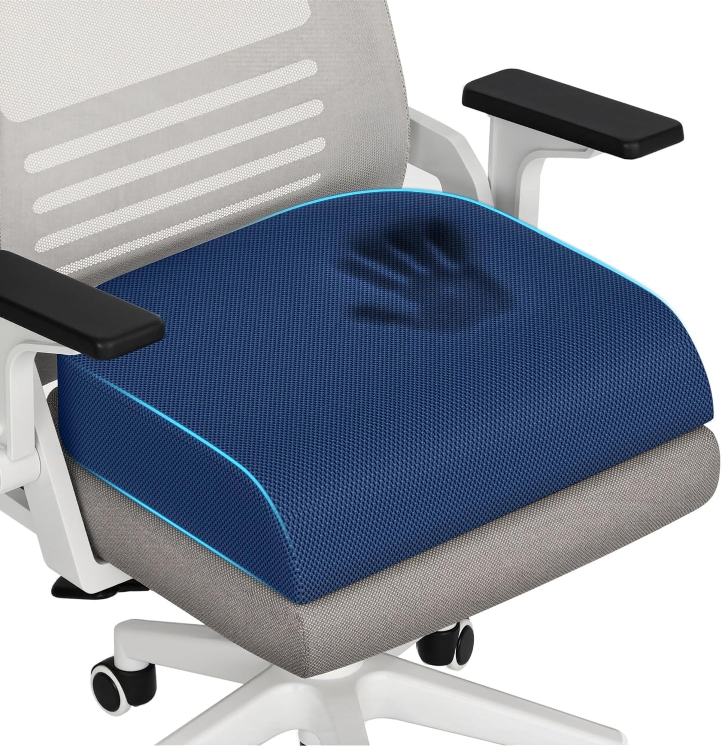 TranquilRelax Large Seat Cushion, Memory Foam Cushion for Long Sitting Hours on Office Chair, Car Seat, Non-Slip Chair Pad for Sciatica, Coccyx, Tailbone Pain Relief & Post-Surgery Recovery (Black)