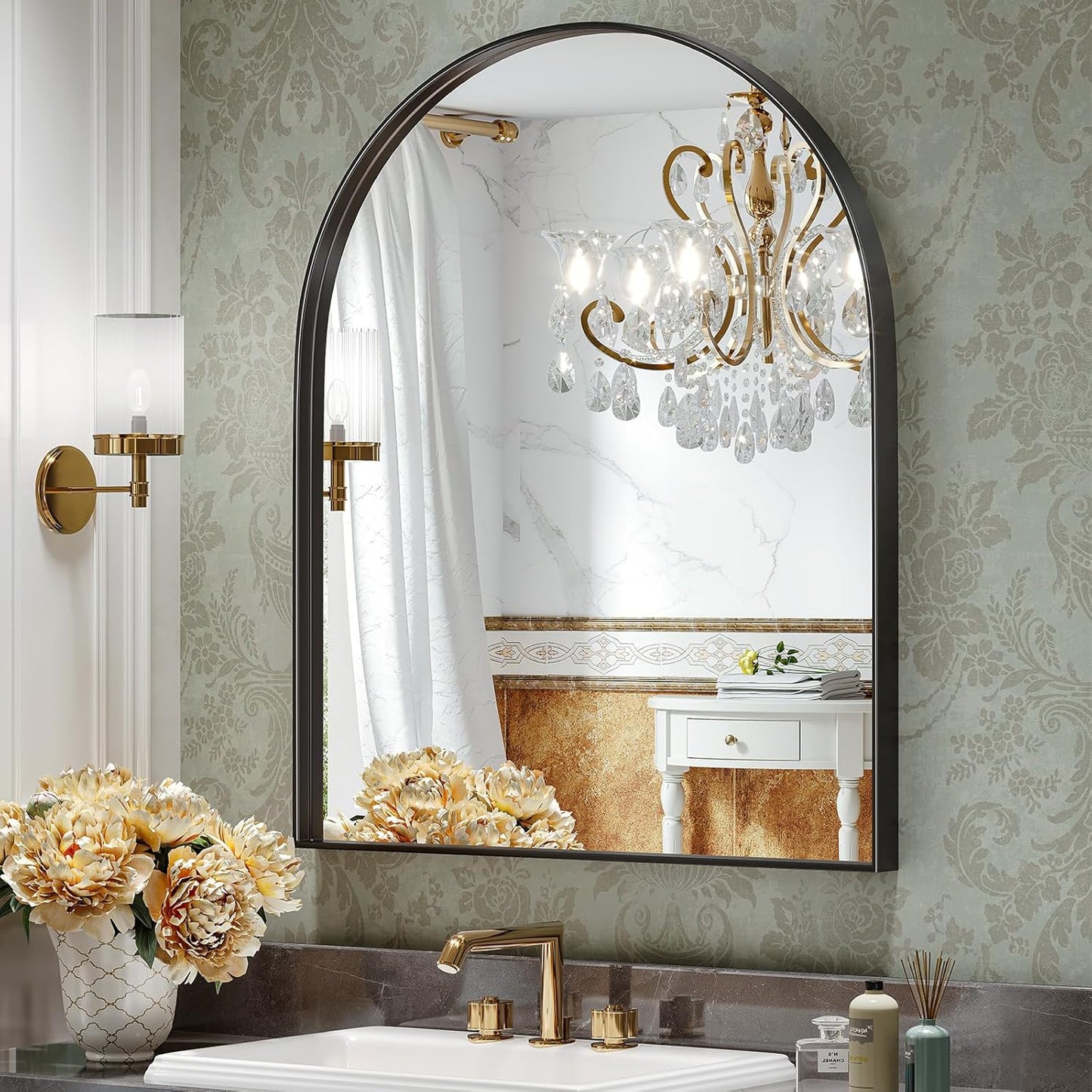 Brightify Arched Mirror, Arched Wall Mirror, 24 x 32 Inch Silver Arch Mirror, Metal Frame Silver Bathroom Mirror, Arched Top Bathroom Vanity Mirror for Living Room Bedroom Mantel Entryway Hallways