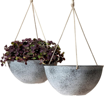 LA JOLIE MUSE Large Hanging Planters - 13 Inch Flower Pots Outdoor Indoor, Hanging Garden Planters Set of 2, New Iron Color