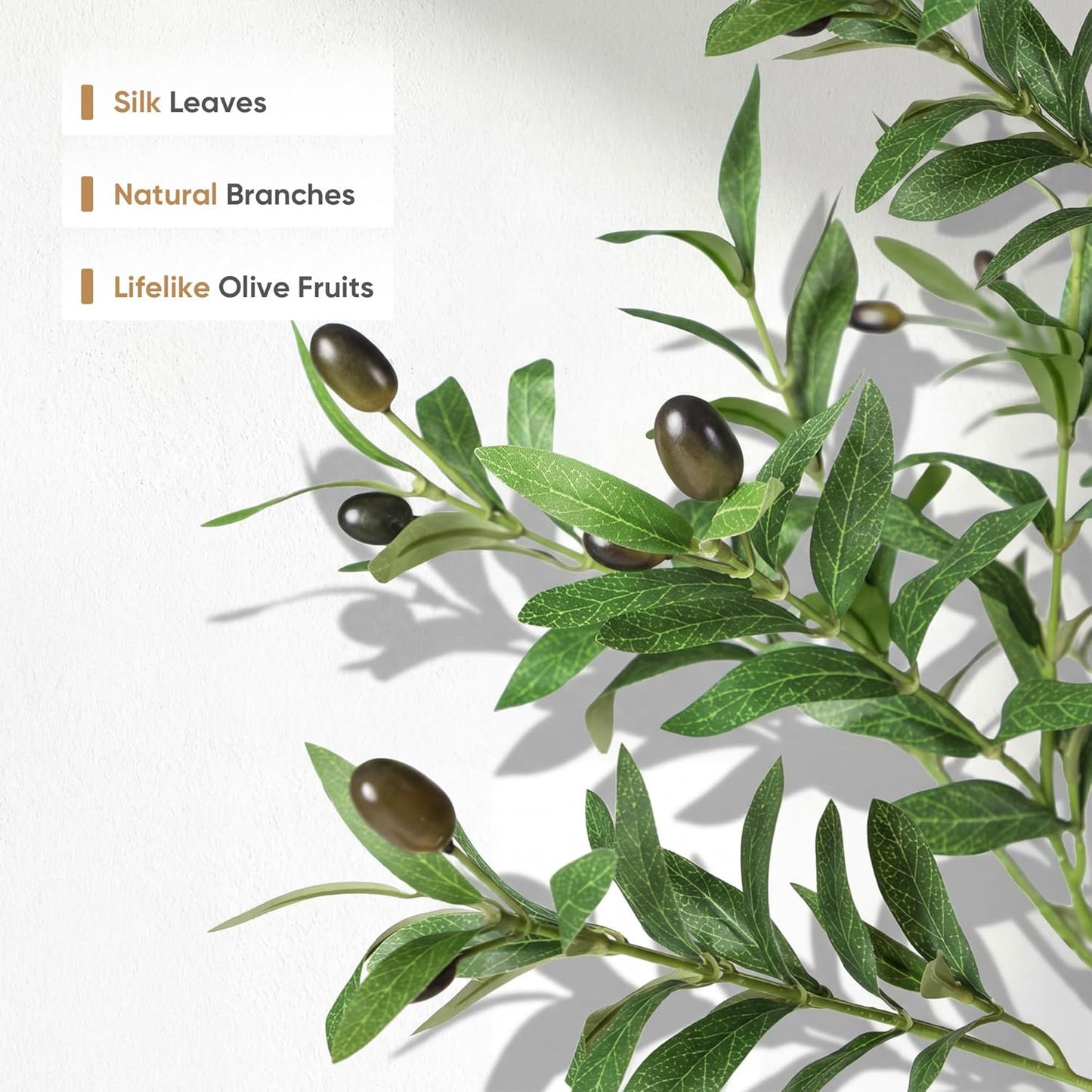 Olive Tree Artificial Indoor, 7 FT Faux Olive Trees with Planter, Fake Tall Plants with Natural Trunk and Lifelike Fruits for Home Office Decor(1, 7FT)