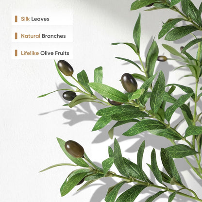 Olive Tree Artificial Indoor, 7 FT Faux Olive Trees with Planter, Fake Tall Plants with Natural Trunk and Lifelike Fruits for Home Office Decor(1, 7FT)