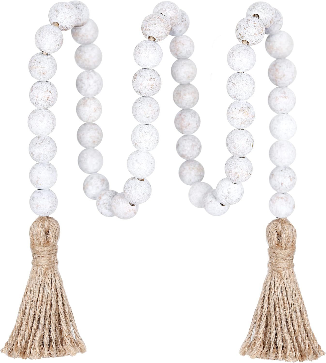 Meplait 39in Wood Bead Garland Farmhouse with Tassels,Versatile Prayer Beads Boho Chic Wall Hanging Home Decor (Black)