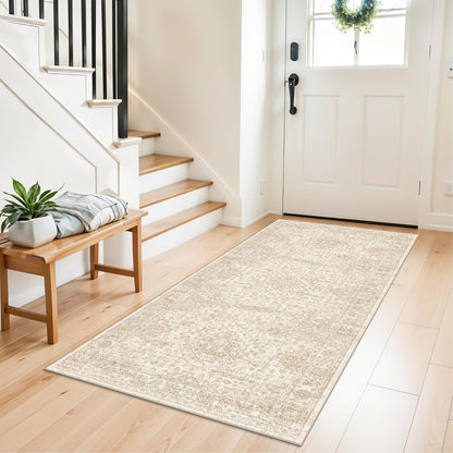 2x3 Washable Non-Slip Area Rug - Soft Low Pile Throw Rug for Kitchen Entryway Bedroom - Modern Indoor Door Mat with Rubber Backing (Beige Grey) - Colors B