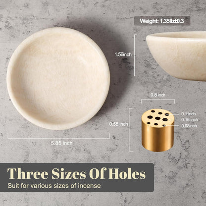 Koville Natural Marble Incense Holder, Incense Holder for Sticks with 9 Holes, Handmade Incense Burner Ash Catcher for Meditation Yoga SPA, Balsam Fir/Palo Santo/Sage/Cone (Green)