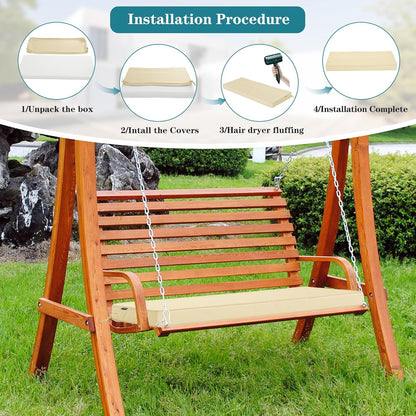 Outdoor Bench Cushions 48 x 18 Inch Thick Waterproof Porch Swing Cushions with Tie Patio Furniture Chair Cushion Bench Pad 5 Year Color Fastness Backyard Seat Pads Navy