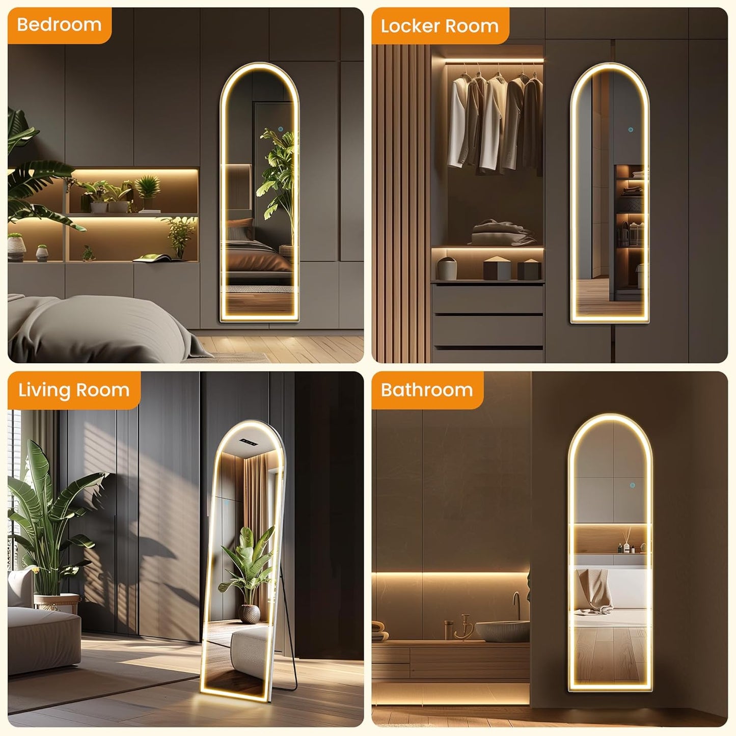 Mirror Full Length, Upgraded 16"x59" Body Wall Mirrors with Shatter-Proof Glass, Floor Standing, Hanging or Leaning, Tall Mirror with Stand Aluminum Alloy Frame for Bedroom Cloakroom