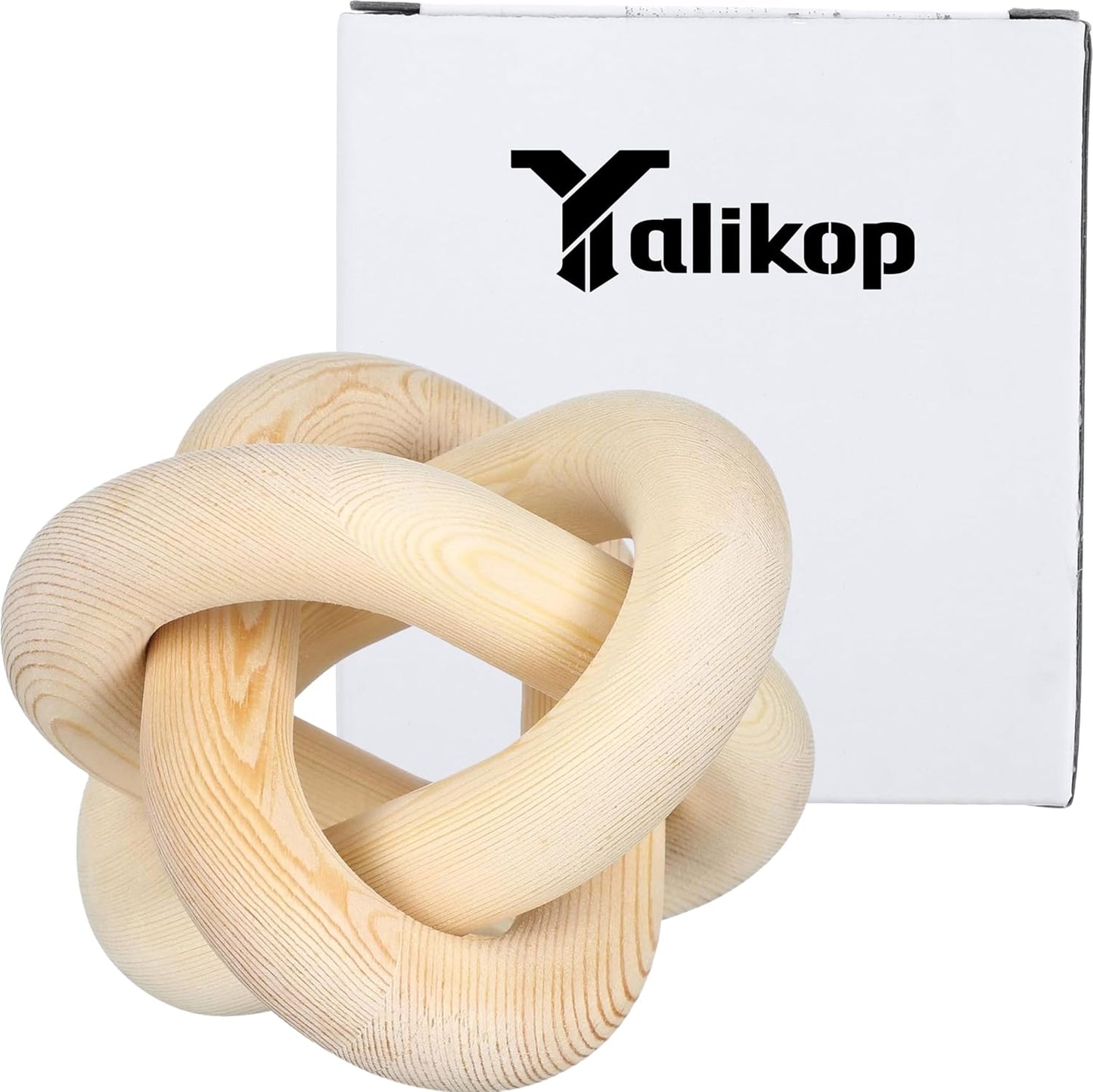 Yalikop 3 Link Wood Knot Decor Rustic Home Décor Accents Hand Carved Coffee Table Decoration, Boho Chain Link Decoration, Modern Shelf, Rustic Objects for Home Living Room Bedroom(White)