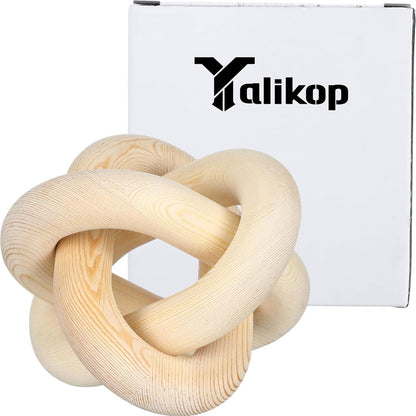 Yalikop 3 Link Wood Knot Decor Rustic Home Décor Accents Hand Carved Coffee Table Decoration, Boho Chain Link Decoration, Modern Shelf, Rustic Objects for Home Living Room Bedroom(White)