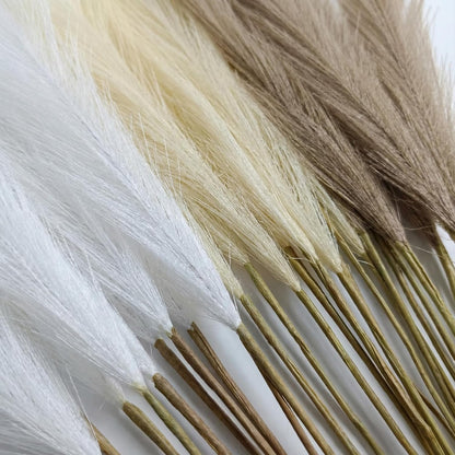 Pampas Grass Decor 21.7 Inch 30pcs, Faux Pampas Grass White Beige Brown Ultra Fluffy No Shedding for Boho Home Bedroom Wedding Vase Filler Dried Flower Arrangement