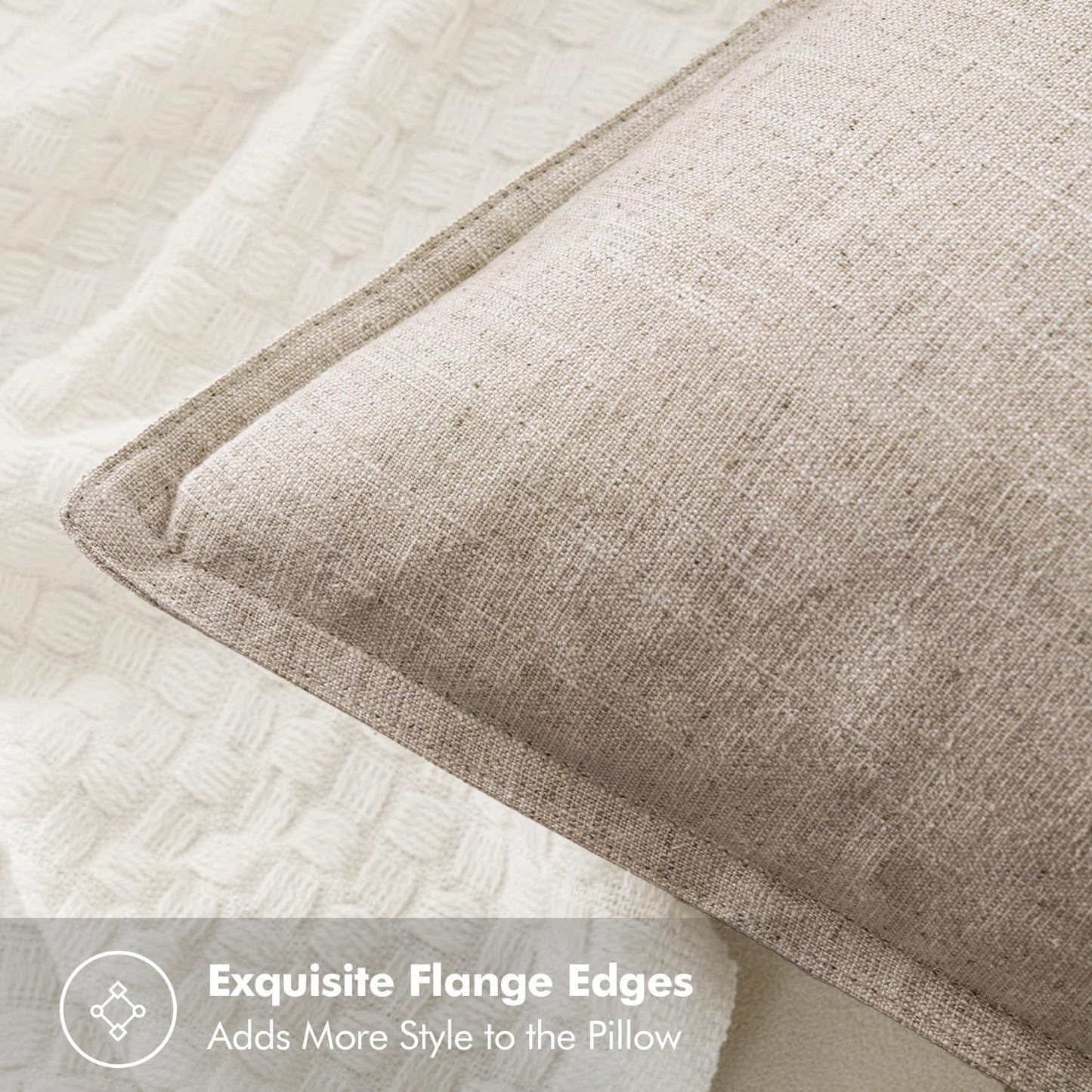 MIULEE Decorative Linen Euro Sham Pillow Covers 26x26 Cream White Boho Farmhouse Neutral Couch Throw Pillows for Bed Pack of 2 Accent Modern Pillowcase Sofa Livingroom Home Decor