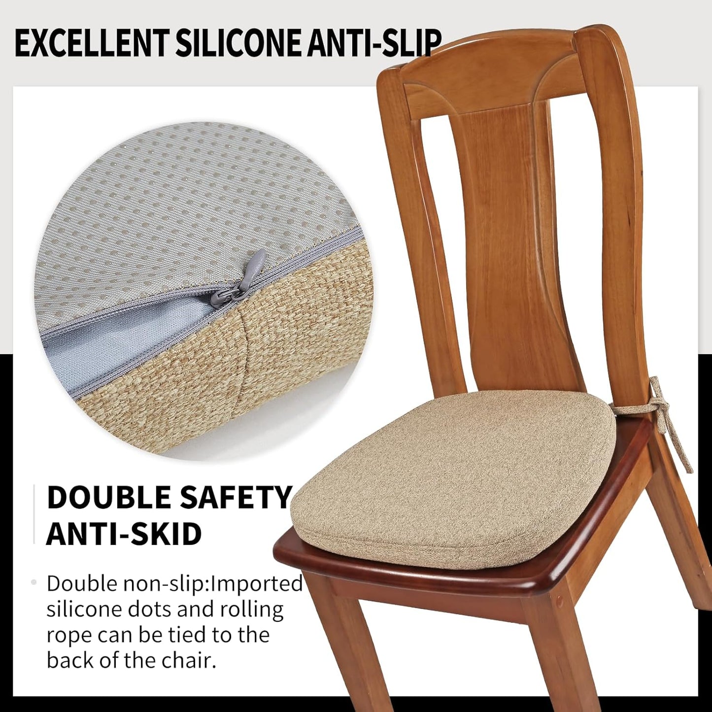 SINOSSO 1 Pack Memory Foam Chair Cushions for Dining Chair, Friendly Woven Fabric 16" U-Shape Comfortable Kitchen Chair Pad, Removable Slip Resistant Seat Cushion (1 Piece, Blue)