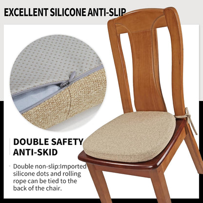 SINOSSO 1 Pack Memory Foam Chair Cushions for Dining Chair, Friendly Woven Fabric 16" U-Shape Comfortable Kitchen Chair Pad, Removable Slip Resistant Seat Cushion (1 Piece, Blue)
