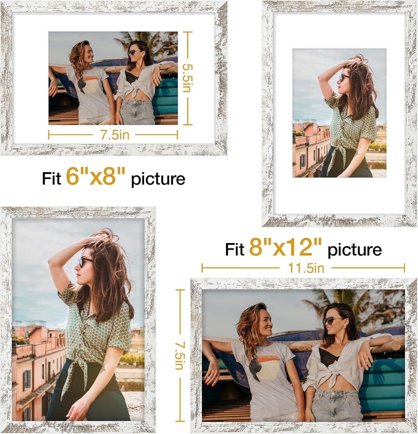 Vittanly 11x14 Picture Frame, Display Pictures 8x10 with Mat or 11x14 without Mat, Photo Frame for Wall Mounting, Black, 1 Pack - Colors B
