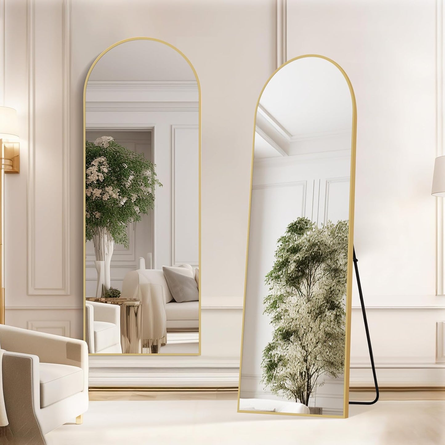 Simple Deluxe Arched Full Length Mirror, 71"x26"Large Floor Mirrors, for Wall Door Bedroom Bathroom Living Room (Gold)