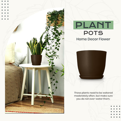 Utopia Home Plant Pots Indoor with Drainage Holes – Set of 5 White Plastic Flower Pots (7/6.6/6/5.3/4.8 Inch) – Modern Planters for Indoor Plants, Room & Office Décor, Great Stocking Stuffers