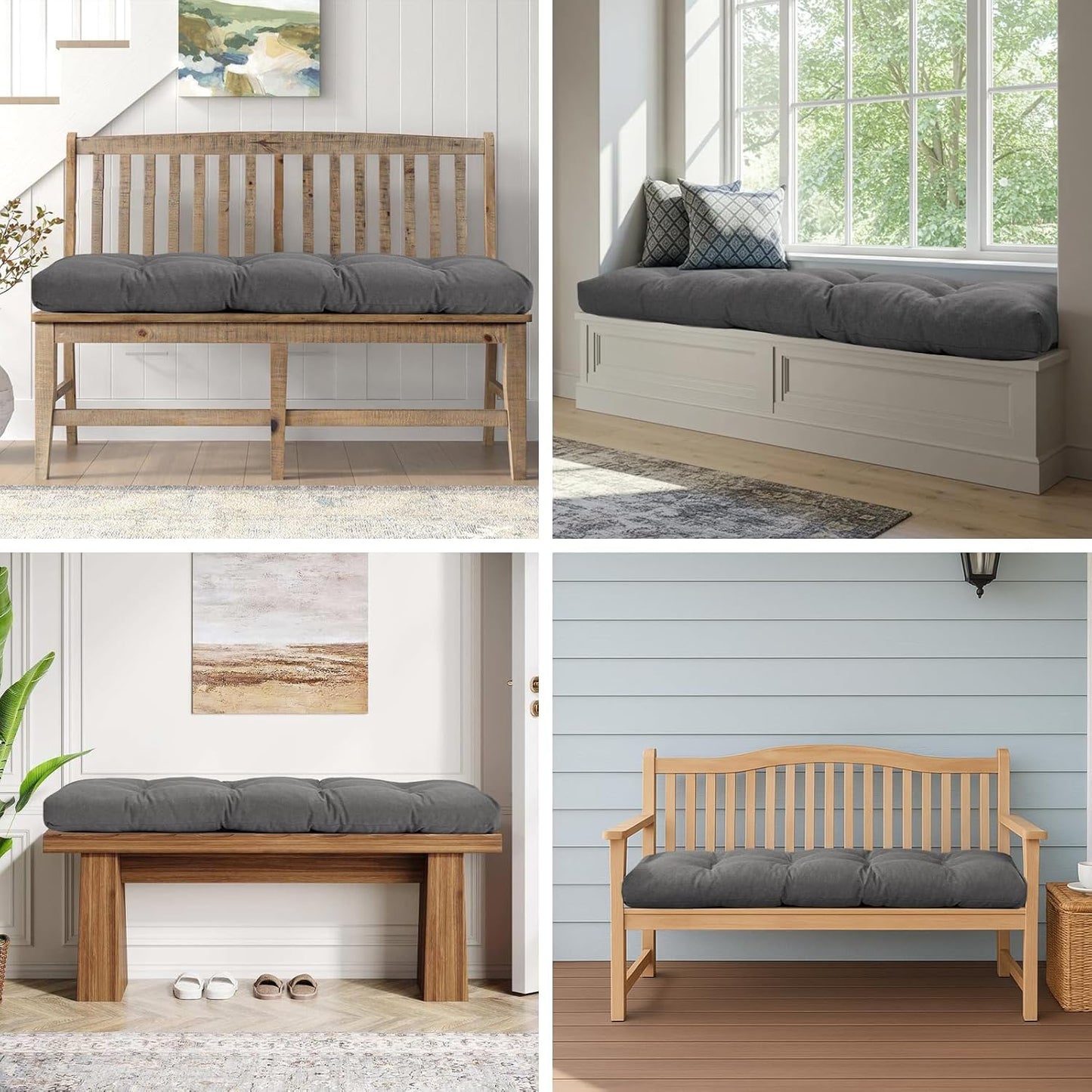 42 Inch Bench Cushions for Indoor Furniture, Super Soft Rectangle Bench seat Cushion Pad with Non-Slip Bottom, Waterproof Bench Pad for Window Porch(Beige, 42x16x4.5 Inch)