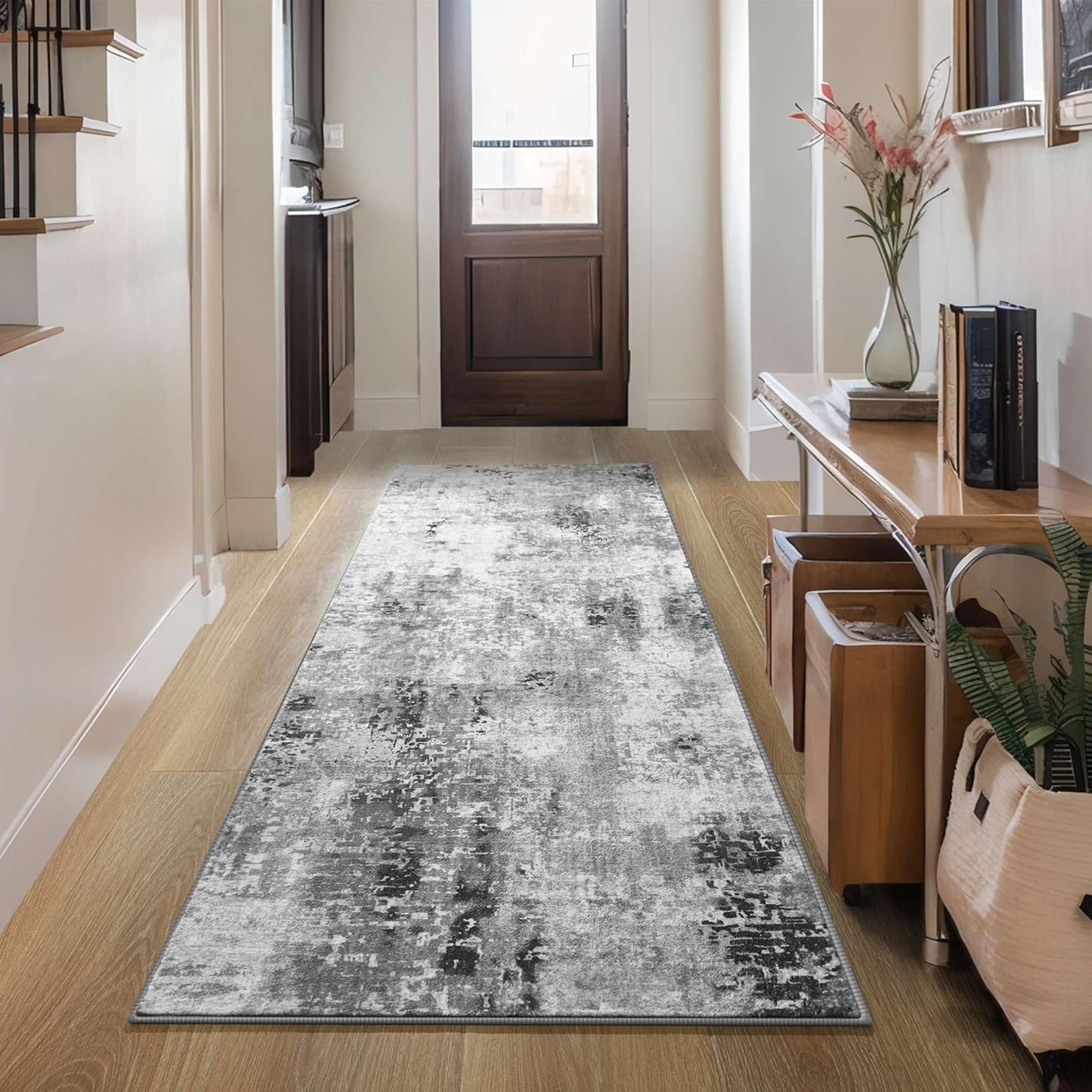 Ompaa 2x6 Rug Runners for Hallways Kitchen Runner Rug Non Slip Washable Grey Long Runner Rugs with Rubber Backing Soft Abstract Carpet Runner for Hallways, Kitchen, Bedroom, Bathroom, Entryway - Colors B