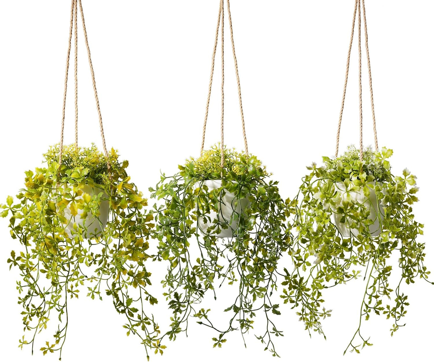 3 Packs Fake Hanging Plants with Black Pots, 20" Artificial Hanging Plants for Wall Decor, Fake Fern Plants Mandala Vine for Home Bathroom Bedroom Kitchen Office Room Decor