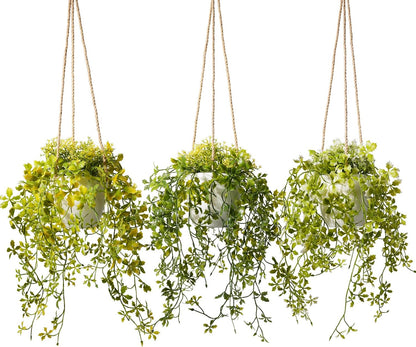 3 Packs Fake Hanging Plants with Black Pots, 20" Artificial Hanging Plants for Wall Decor, Fake Fern Plants Mandala Vine for Home Bathroom Bedroom Kitchen Office Room Decor