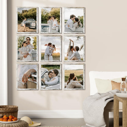 Vittanly 8x10 Picture Frames Set of 9, Shatter Resistant Plexiglass, Display 5x7 Pictures with Mat or 8x10 without Mat, Photo Frames for Wall or Tabletop, Engineered Wood, Black - Colors A