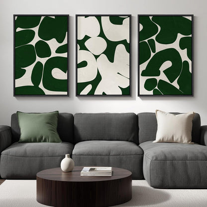 Large Framed Abstract Nature Landscape Wall Art for Living Room, Set of 3 Modern Canvas Prints Paintings Artwork for Walls, Green Lake Pictures for Hallway, Dining Room, Office Wall Decor 24x36 Inch