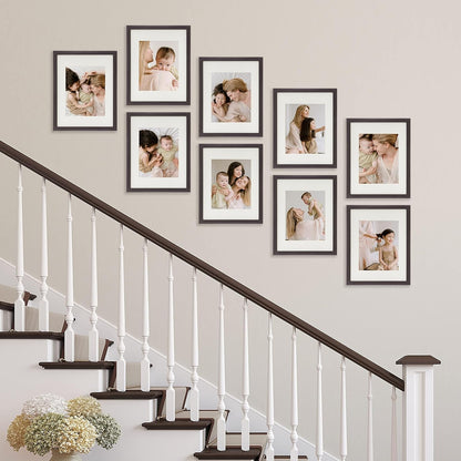 Sheffield Home 9 Piece Gallery Wall Frame Set, 11x14 in. matted to 8x10 in. (Matte Black)