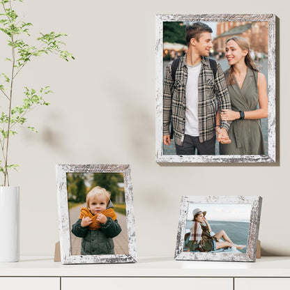 Vittanly 8x10 Picture Frames Set of 9, Shatter Resistant Plexiglass, Display 5x7 Pictures with Mat or 8x10 without Mat, Photo Frames for Wall or Tabletop, Engineered Wood, Black - Colors A