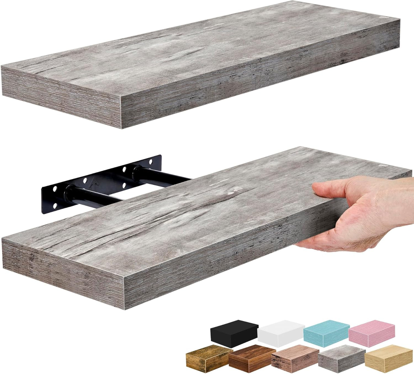 Sorbus Floating Shelves for Wall – 16 Inch Floating Shelf for Kitchen, Bedroom, Living Room, Bathroom, Home & Wall Decor - Mounted Bathroom Shelves with Invisible Brackets (Maple Wood, 2 Pack)