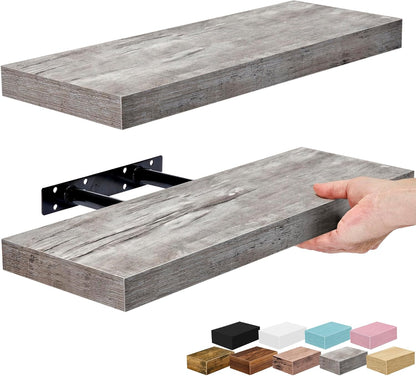 Sorbus Floating Shelves for Wall – 16 Inch Floating Shelf for Kitchen, Bedroom, Living Room, Bathroom, Home & Wall Decor - Mounted Bathroom Shelves with Invisible Brackets (Maple Wood, 2 Pack)