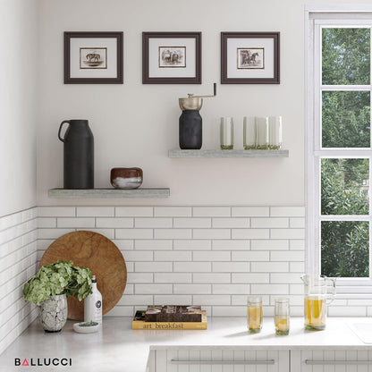 Ballucci Floating Shelves for Wall, 48" Wood Wall Shelf Set of 2, with Invisible Brackets for Bathroom, Living Room, Bedroom, Kitchen, Nursery, 8" Deep, Black