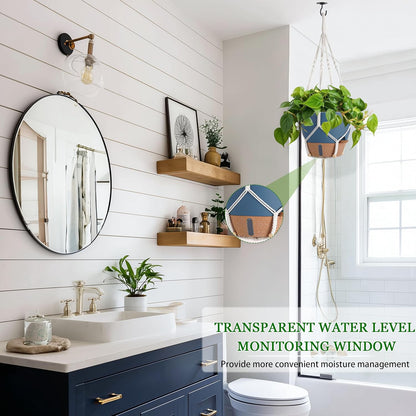 10 Inch Hanging Planters for Indoor Plants, 2 Pack Self Watering Hanging Baskets Flower Pots with Drainage Hole, Visual Reservoir & 2 Kinds of Plant Hanger for Outdoor Garden Home Decor (White)