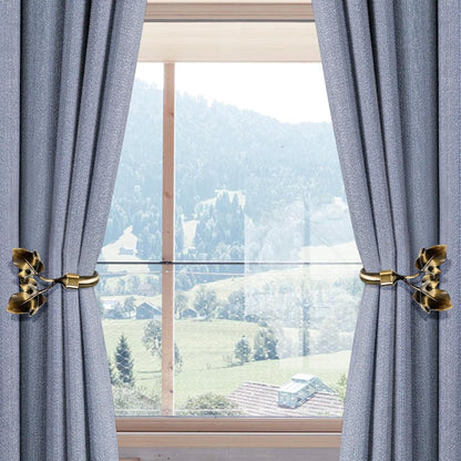 HIKMLK Leaf Shaped Curtain Tieback Holdbacks 2pcs, Handmade Metal Curtain Side Holders for Wall, Curtain Hook Pull Backs for Drapes Window Decoration