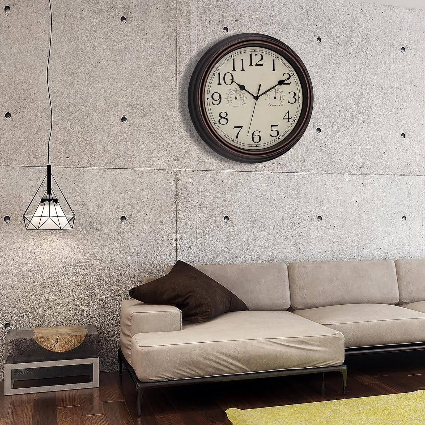Foxtop Retro Silent Non-Ticking Round Classic Clock Quartz Decorative Battery Operated Wall Clock for Living Room Kitchen Home Office 12 Inch (Bronze)
