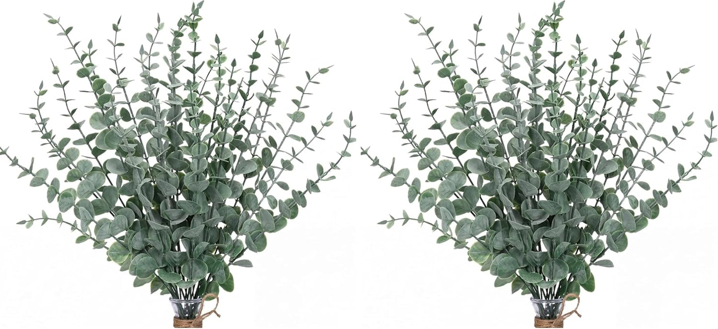 CEWOR 80pcs Artificial Eucalyptus Stems Fake Eucalyptus Leaves Stems Real Touch Leaf Branches for Flower Bouquet Wedding Easter Centerpiece Spring Home Office Decor