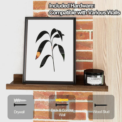 White Floating Shelves for Wall Decor, Wall Mounted Wood Storage Shelf for Bedroom, Living Room, Bathroom, Kitchen, Nursery, Display Picture Ledge Shelf with Lip Set of 2-14 Inches, White