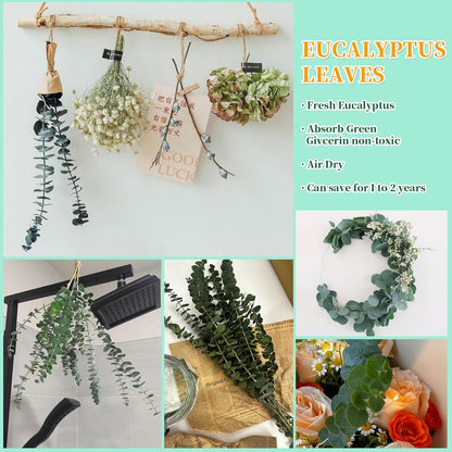Eslibin 21 Pcs Real Dried Eucalyptus Stems, 17" Natural Fresh Eucalyptus Branches for Shower, Greenery Leaves for Vase Filler, Fragrance, Fresh Silk Dry Live Plants Decor