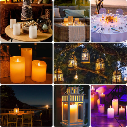 Enpornk Set of 24 Flameless Led Battery Opeated (D2.2'' x H4''5''6'') Waterproof Outdoor Indoor Candles with 10-Key Remotes and Cycling 24 Hours Timer